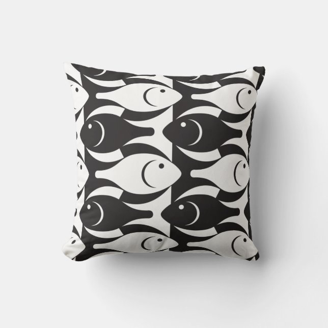 Poisson noir et blanc Coussin américain MoJo (Recto)