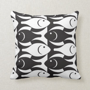 Poisson noir et blanc Coussin américain MoJo