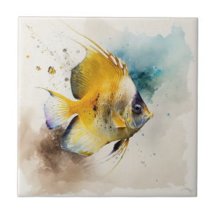 Poisson Papillon, Aquarelle, Carreau de Céramique