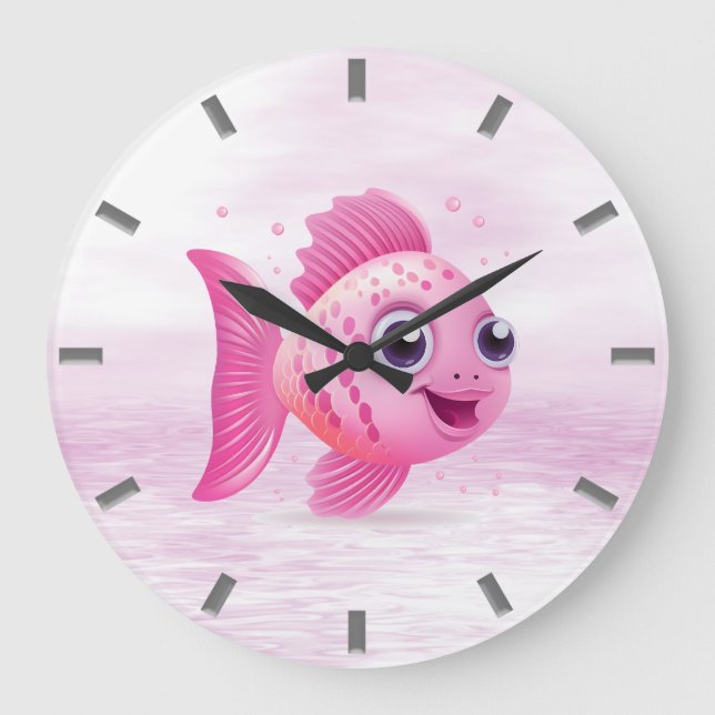 Poisson rose Mur Horloge (Recto)