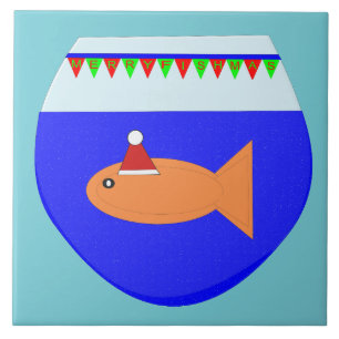 Poisson rouge de fête de Noël carreau personnalisé