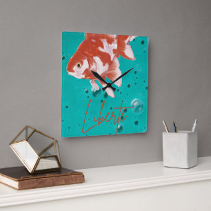 Poisson rouge"Liberté"- Horloge murale décorative 