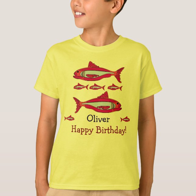 Poisson Rouge Pour Enfants T-shirt Joyeux Annivers (Devant)