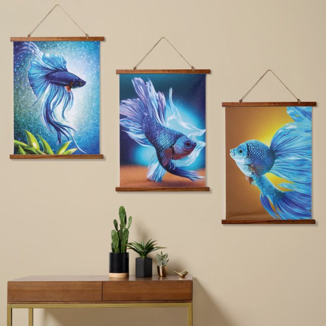 Poisson Siamois Accroché Tapisserie (Asymétrique)