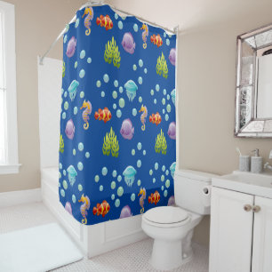 Poisson sous-marin tropical - Rideau de douche