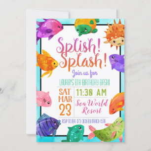 Poisson Splish Splash Anniversaire Invitation Bash