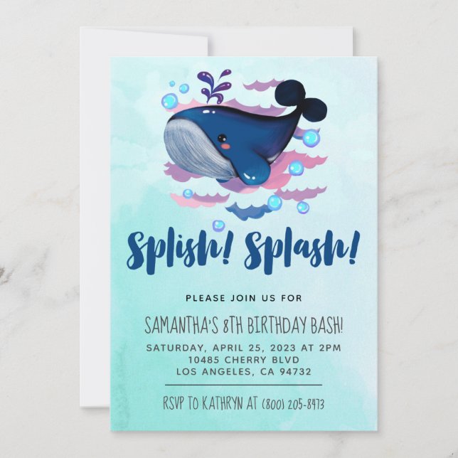 Poisson Splish Splash Anniversaire Invitation Bash (Devant)