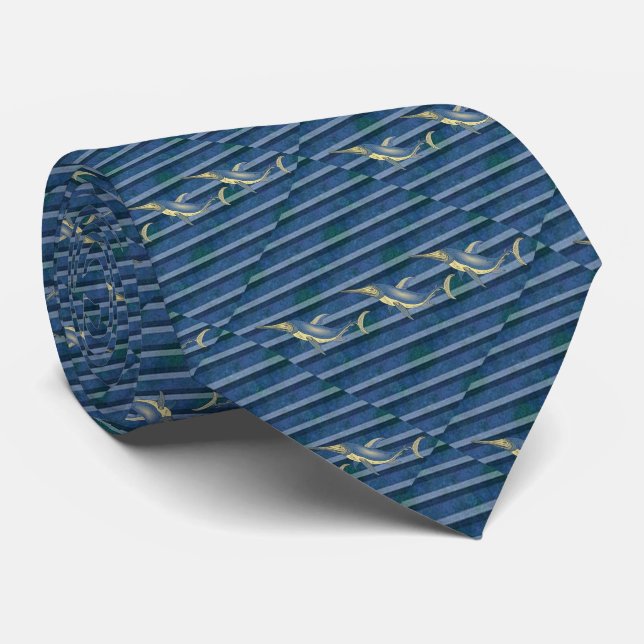 Poisson Sur Cravate Bleue Et Noire (Roulé)