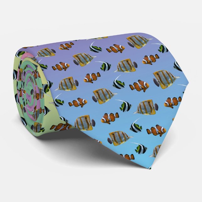Poisson Tropical Cravate française double face (ar (Roulé)