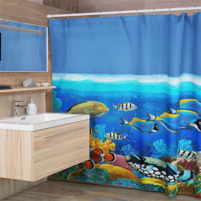 Poisson tropical Ocean Design Douche rideau (Tropical fish shower curtain)