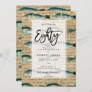 Poisson vintage 80e anniversaire invitation