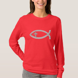 Poissons chrétiens avec le T-shirt de crucifix
