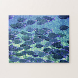 Poissons de bleu de puzzle
