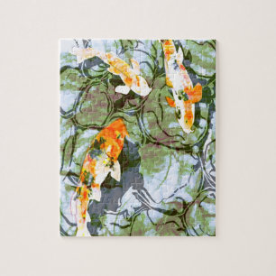 Poissons de Koi 8" x 10" puzzle avec l'étain