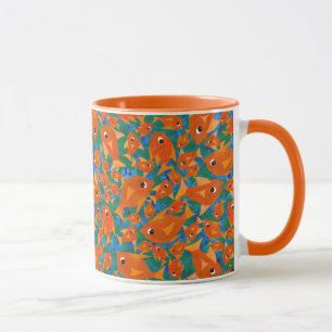Poissons d'Orange sur la Mer Vert et Mug Bleu