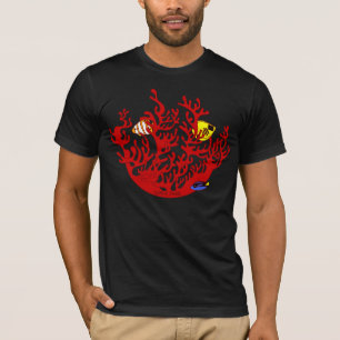 Poissons et T-shirt d'art de griffonnage de corail