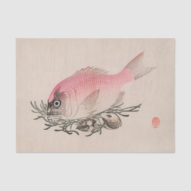 POISSONS JAPONAIS EN papier de soie de soie ROSE (Recto)