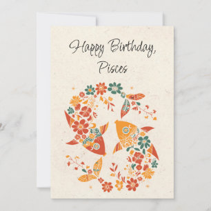 Poissons Poissons Zodiac Floral Carte d'Anniversai