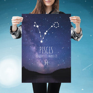 Poissons   Poster personnalisé Zodiac Constellatio