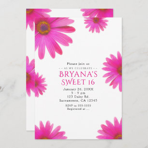 Poissons roses Fleurs Faisy Daisy Invitations