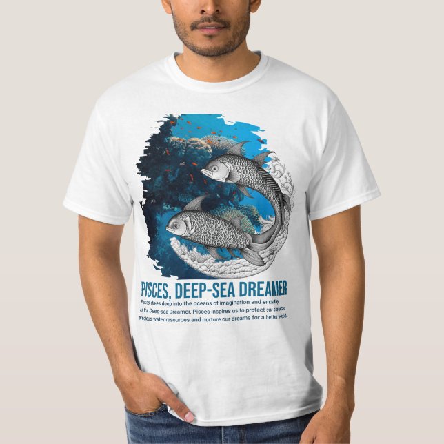 Poissons - T-shirt style vert Zodiac (Devant)