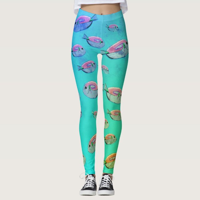 Poissons tropicaux en mer art Leggings d'été (Devant)