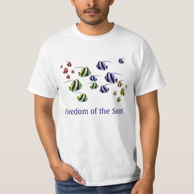 Poissons tropicaux multicolores nageant le T-shirt (Devant)