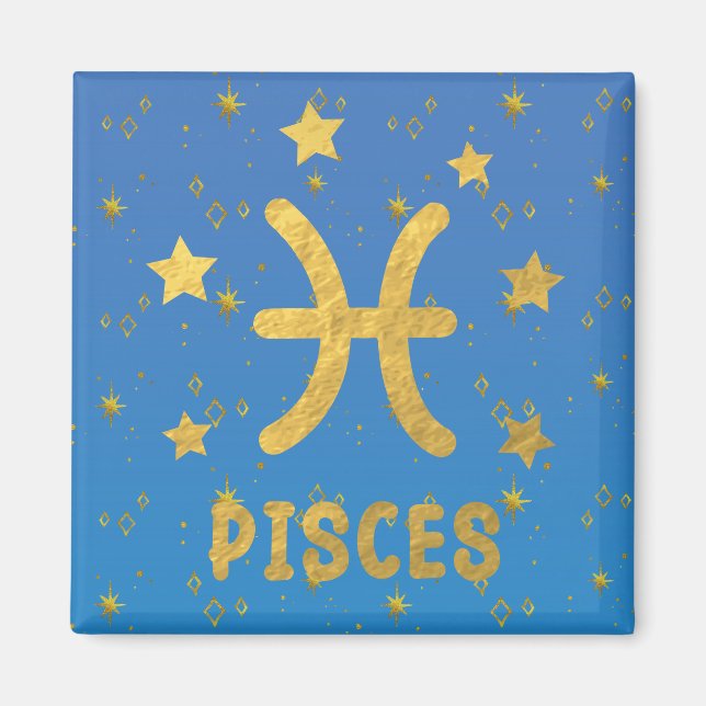 Poissons Zodiac bleu et or aimant (Devant)