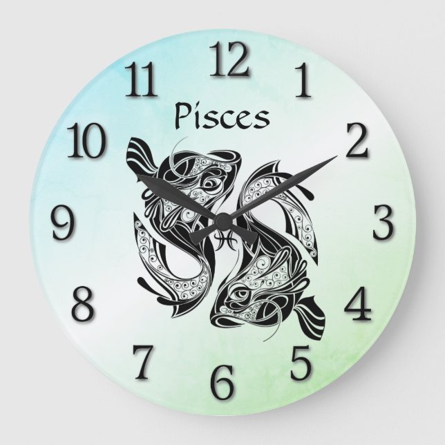 Poissons Zodiac Horloge verte (Recto)