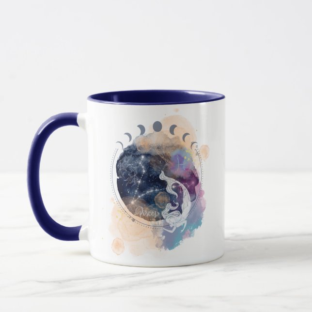 Poissons Zodiac tasse de fleur pour cadeau d'anniv (Gauche)