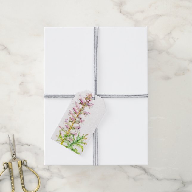 Poitrine de l'ours fleur rose étiquette cadeau (Avec de la ficelle)