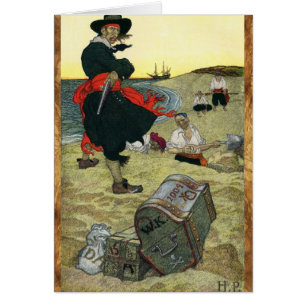 POITRINE DE TRÉSORERIE ENTERRÉE ET PIRATES CARTES 