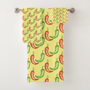 Poivrons Aquarelles Rouge Et Vert