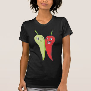 Poivrons de piment verts rouges du T-shirt de
