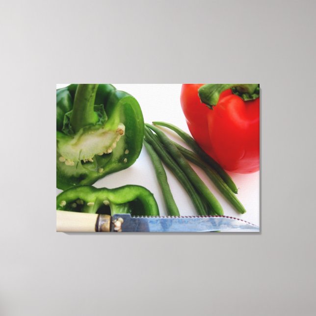 Poivrons verts et rouges avec toile de haricots (Recto)