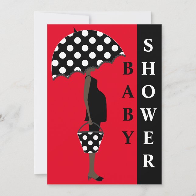 Poka Dot Baby Shower Invitations {Red} (Devant)