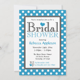 Poka Dot Bleu Coeur Bridal Douche Invitations