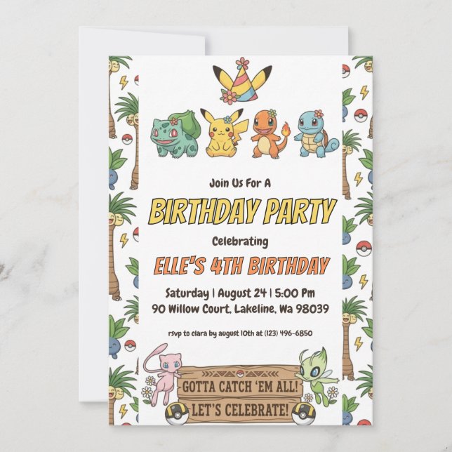 Pokémon Birthday Invitations (Devant)