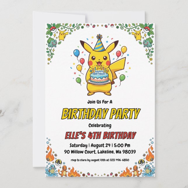 Pokémon Birthday Invitations (Devant)