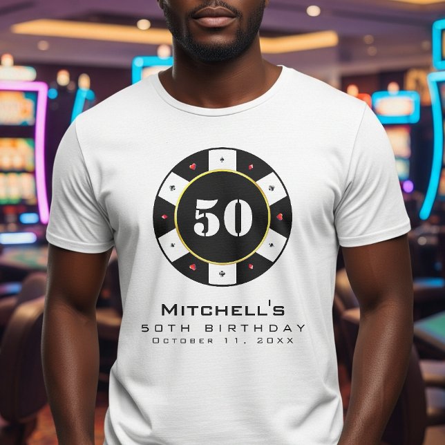Poker Chip 50e Anniversaire jeu T-shirt blanc (Poker Chip 50th Birthday Party White T-Shirt
)