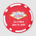 Poker Chip Magnet marié à Las Vegas<br><div class="desc">Poker Chip Magnet marié à Las Vegas. Customisez facilement le texte avec le modèle du formulaire.</div>