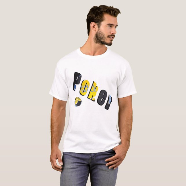 Poker Chips Dimensional Logo, Mens White T-shirt (Devant entier)