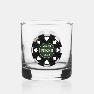 Poker Club Chip Whiskey Rocks Verre Drinkware