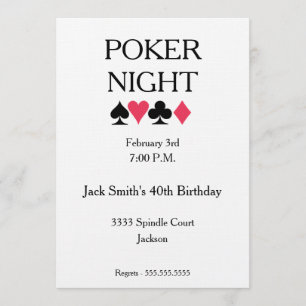 Poker Night Anniversaire Fête Invitation