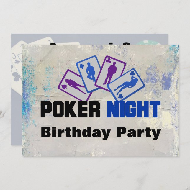 Poker Night Anniversaire Fête Invitation (Devant / Derrière)