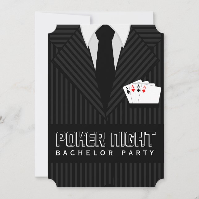 Poker Night Casino Bachelor Party Invitations pers (Devant)