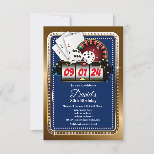 Poker Playing Card, invitation de la fête de casin (Devant)