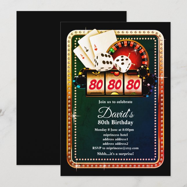 Poker Playing Card, invitation de la fête de casin (Devant / Derrière)