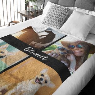 Polaire 4 Photo Collage Couverture de chien avec noir