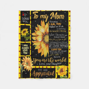 Polaire à ma mère couverture de tournesol noir, cadeau p